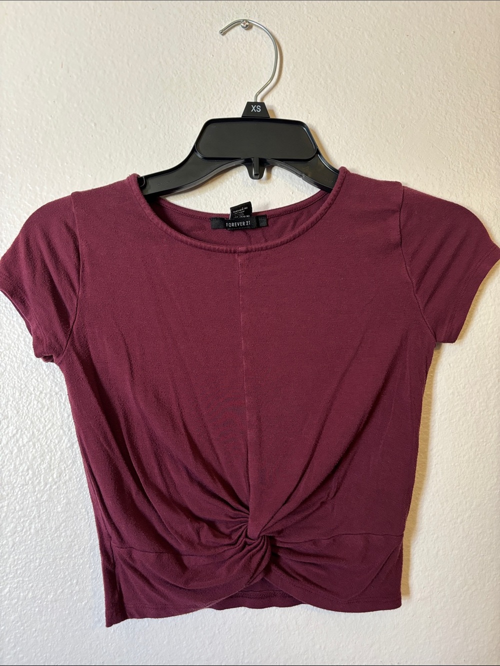 Forever 21 Burgundy Twist-Knot Crop Top - Size Small
